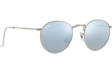 Image of Ray-Ban Round Metal Sunglasses - Men's, Silver Frame, Light Green Mirror Silver 50 mm Lenses, RB3447-019-30-50