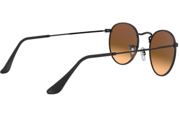 Image of Ray-Ban Round Metal Sunglasses - Mens, Shiny Black Frame, Mirror Gradient Blue 50 mm Lenses, RB3447-002-4O-50