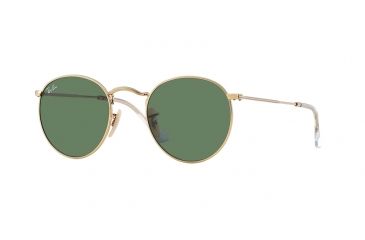 Image of Ray-Ban RB3447 Single Vision Sunglasses, 50mm Lens Diameter, Gold Frame, Crystal Green Lens 001-5021