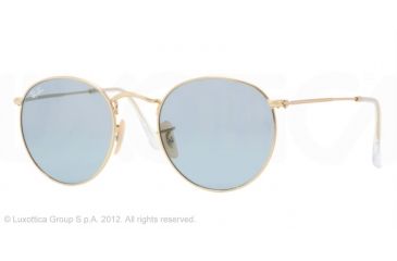 Image of Ray-Ban Round Metal Sunglasses - Men's, Arista Frame, Crystal Sky Blue 50 mm Lenses, RB3447-001-62-50