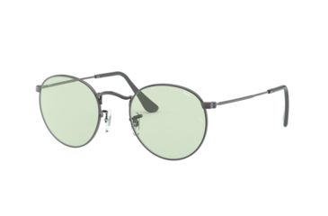 Image of Ray-Ban Round Metal Sunglasses - Men's, Gunmetal Frame, Light Green 50 mm Lenses, RB3447-004-T1-50