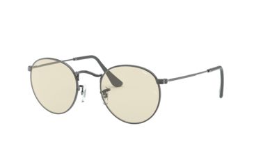 Image of Ray-Ban Round Metal Sunglasses - Men's, Gunmetal Frame, Light Brown 50 mm Lenses, RB3447-004-T2-50