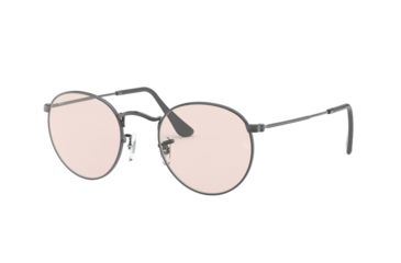 Image of Ray-Ban Round Metal Sunglasses - Men's, Gunmetal Frame, Light Pink 50 mm Lenses, RB3447-004-T5-50