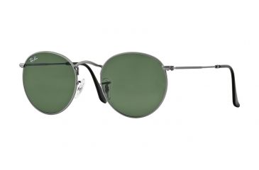 Image of Ray-Ban Round Metal Sunglasses - Men's, Gunmetal Frame, Crystal Green 47 mm Lenses, RB3447-029-47