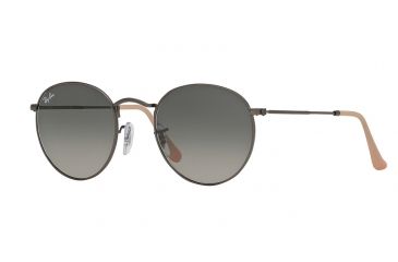 Image of Ray-Ban Round Metal Sunglasses - Men's, Matte Gunmetal Frame, Grey Gradient Dark Grey 50 mm Lenses, RB3447-029-71-50