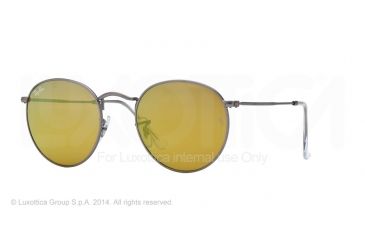 Image of Ray-Ban Round Metal Sunglasses - Men's, Matte Gunmetal Frame, Brown Mirror Gold 50 mm Lenses, RB3447-029-93-50