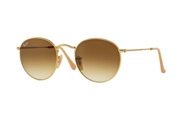 Image of Ray-Ban Round Metal Sunglasses - Men's, Gold Frame, Clear Gradient Brown 50 mm Lenses, RB3447-112-51-50
