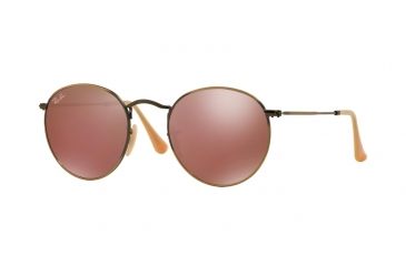 Image of Ray-Ban Round Metal Sunglasses - Men's, Bronze/Copper Frame, Red Mirror 50 mm Lenses, RB3447-167-2K-50