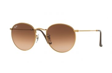 Image of Ray-Ban Round Metal Sunglasses - Men's, Bronze/Copper Frame, Pink Gradient Brown 50 mm Lenses, RB3447-9001A5-50