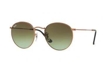 Image of Ray-Ban Round Metal Sunglasses - Men's, Bronze/Copper Frame, Green Gradient Brown 50 mm Lenses, RB3447-9002A6-50
