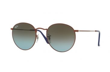 Image of Ray-Ban Round Metal Sunglasses - Men's, Bronze/Copper Frame, Blue Gradient Brown 50 mm Lenses, RB3447-900396-50