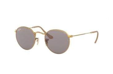 Image of Ray-Ban Round Metal Sunglasses - Men's, Gold Frame, Grey 50 mm Lenses, RB3447-9064V8-50