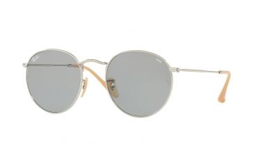 Image of Ray-Ban Round Metal Sunglasses - Men's, Silver Frame, Blue 50 mm Lenses, RB3447-9065I5-50