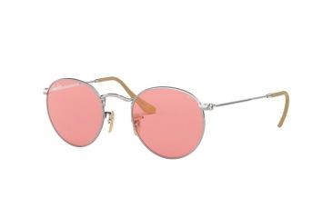 Image of Ray-Ban Round Metal Sunglasses - Men's, Silver Frame, Pink 50 mm Lenses, RB3447-9065V7-50