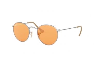 Image of Ray-Ban Round Metal Sunglasses - Men's, Silver Frame, Orange 53 mm Lenses, RB3447-9065V9-53