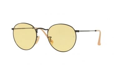 Image of Ray-Ban Round Metal Sunglasses - Men's, Black Frame, Yellow 50 mm Lenses, RB3447-90664A-50