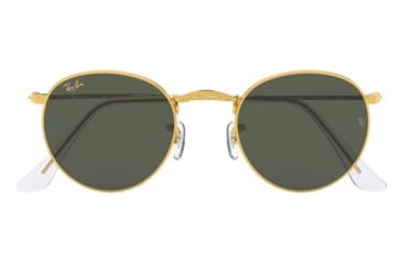 Image of Ray-Ban Round Metal Sunglasses - Men's, Gold Frame, Green 50 mm Lenses, RB3447-919631-50