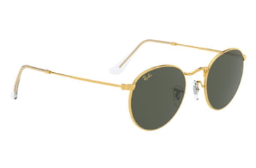 Image of Ray-Ban Round Metal Sunglasses - Men's, Gold Frame, Green 50 mm Lenses, RB3447-919631-50