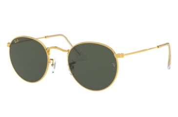 Image of Ray-Ban Round Metal Sunglasses - Men's, Gold Frame, Green 50 mm Lenses, RB3447-919631-50