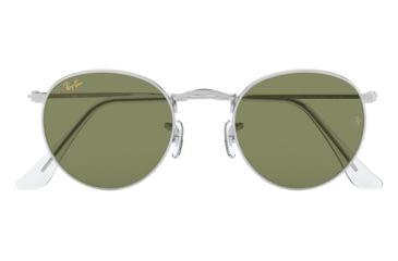 Image of Ray-Ban Round Metal Sunglasses - Men's, Silver Frame, Green Bottle 50 mm Lenses, RB3447-91984E-50