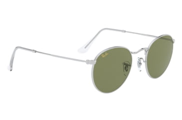 Image of Ray-Ban Round Metal Sunglasses - Men's, Silver Frame, Green Bottle 50 mm Lenses, RB3447-91984E-50