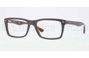 Image of Ray-Ban RX5287 Single Vision Prescription Eyeglasses 5176-5218 - Top Grey/Variegated Brown Frame, Demo Lens Lenses