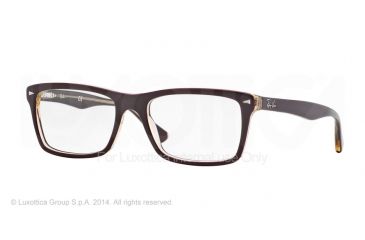 Image of Ray-Ban RX5287 Single Vision Prescription Eyeglasses 5372-54 - Top Red On Trasparent Beige Frame