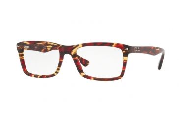 Image of Ray-Ban RX5287 Single Vision Prescription Eyeglasses 5710-54 - Spotted Red/brown Yellow Frame