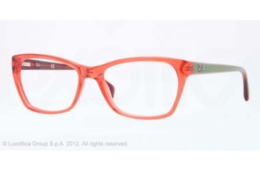 Image of Ray-Ban RX5298 Single Vision Prescription Eyeglasses 5232-53 - Trasparent Red Frame, Demo Lens Lenses