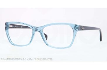 Image of Ray-Ban RX5298 Single Vision Prescription Eyeglasses 5235-55 - Trasparent Blue Frame, Demo Lens Lenses