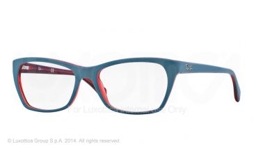 Image of Ray-Ban RX5298 Single Vision Prescription Eyeglasses 5388-53 - Top Matte Oil On Trasp Red Frame