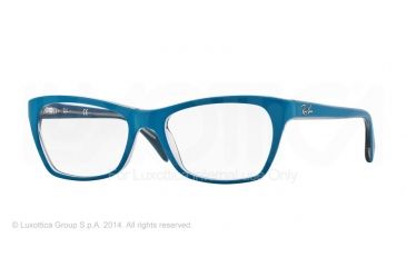 Image of Ray-Ban RX5298 Single Vision Prescription Eyeglasses 5391-53 - Top Matte Blue On Trasp Beige Frame