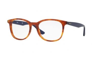 Image of Ray-Ban RX5356 Single Vision Prescription Eyeglasses 5609-52 - Shiny Red Havana Frame