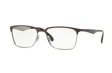 Image of Ray-Ban RX6344 Bifocal Prescription Eyeglasses 2862-54 - Top Brushed Dark Brown On Gunm Frame