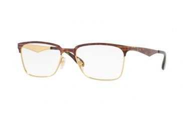 Image of Ray-Ban RX6344 Bifocal Prescription Eyeglasses 2917-54 - Gold Havana Frame