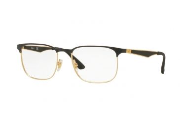 Image of Ray-Ban RX6363 Single Vision Prescription Eyeglasses 2890-52 - Gold Top On Black Frame