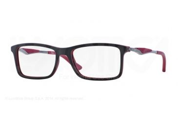 Image of Ray-Ban RX7023 Eyeglass Frames 5259-53 - Top Black On Matte Bordeaux Frame