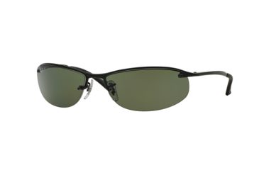 Image of Ray-Ban Top Bar Sunglasses RB3179 W3362-63 - Matte Black Frame, Polar Dark Green Lenses