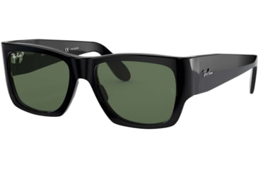 Image of Ray-Ban Wayfarer Nomad RB2187 Sunglasses Polarized, Black, G-15 Green, 54, RB2187-901-58-54