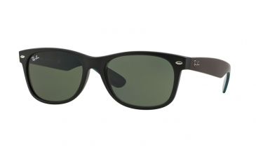 Image of Ray-Ban Wayfarer RB2132 Sunglasses 6182-52 - Matte Black Frame, Green Lenses