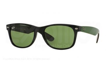 Image of Ray-Ban Wayfarer RB2132 Sunglasses 61844E-52 - Matte Black Frame, Green Lenses