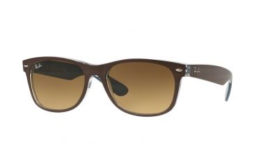 Image of Ray-Ban Wayfarer RB2132 Sunglasses 618985-52 - Top Mt Chocolate On Blue Frame, Light Brown Grad Dark Brown Lenses