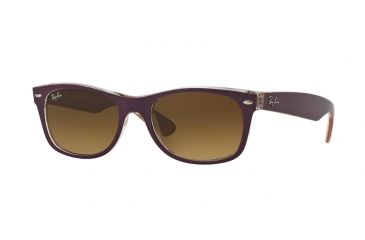 Image of Ray-Ban Wayfarer RB2132 Sunglasses 619285-52 - Top Matte Violet On Orange Frame, Light Brown Gradient Dark Brow Lenses