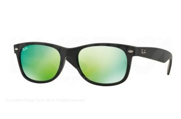Image of Ray-Ban Wayfarer RB2132 Sunglasses 622/19-52 - Rubber Black Frame, Grey Mirror Green Lenses