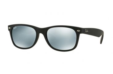 Image of Ray-Ban Wayfarer RB2132 Sunglasses 622/30-55 - Rubber Black Frame, Green Mirror Silver Lenses