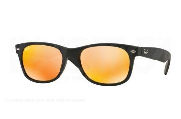 Image of Ray-Ban Wayfarer RB2132 Sunglasses 622/69-52 - Rubber Black Frame, Brown Mirror Pink Lenses