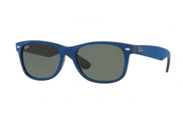 Image of Ray-Ban Wayfarer RB2132 Sunglasses 6239-52 - Black/top Blue Alcantara Frame, Green Lenses