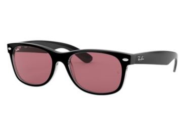 Image of Ray-Ban Wayfarer RB2132 Sunglasses 6398U0-55 - Black/Transparent Frame, Violet Photo Mir Gold Lenses