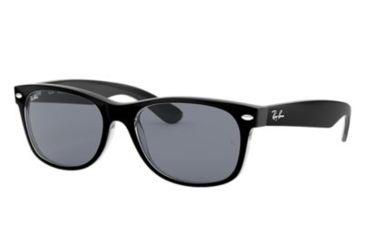 Image of Ray-Ban Wayfarer RB2132 Sunglasses 6398Y5-52 - Black/Transparent Frame, Blue Mir Gold Lenses