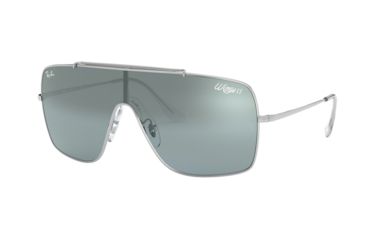 Image of Ray-Ban WINGS II Sunglasses - Men's, Silver Frame, Light Blue/Silver Gradient Mirror Lenses, RB3697-003-Y0-35